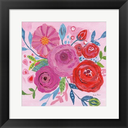 Framed Floral Burst I Print