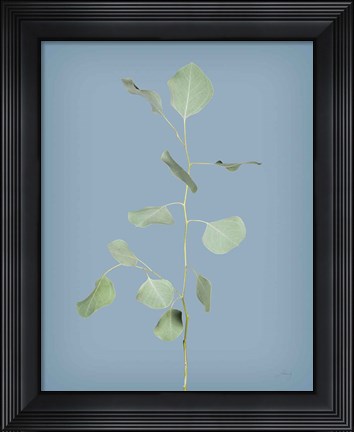 Framed Simple Stems I Blue Crop Print