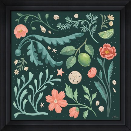 Framed Seaside Botanical II Dark Print