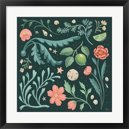 Framed Seaside Botanical II Dark Print