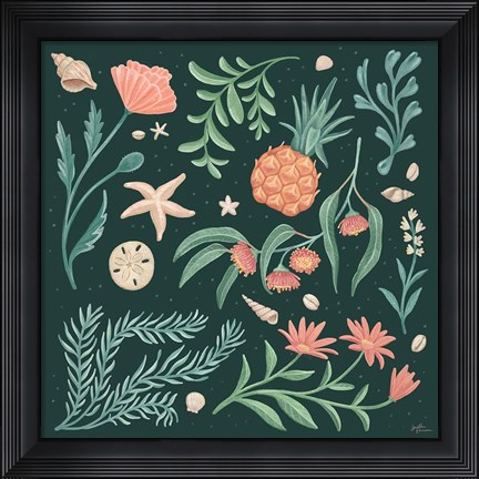 Framed Seaside Botanical III Dark Print