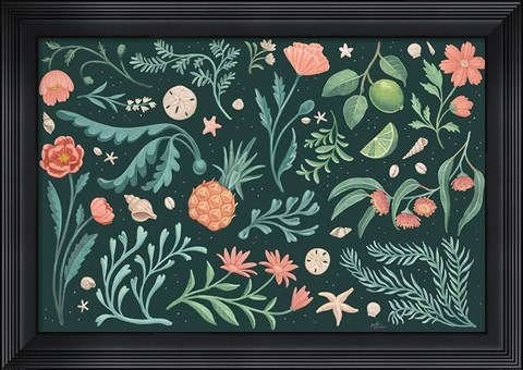 Framed Seaside Botanical I Dark Print