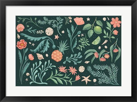 Framed Seaside Botanical I Dark Print