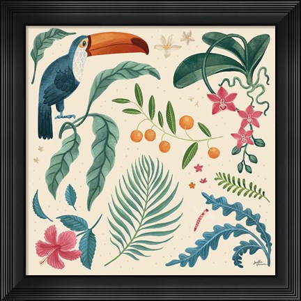 Framed Jungle Love III Cream Print