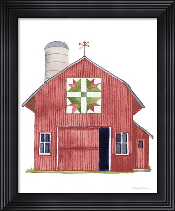 Framed Life on the Farm Barn Element I Dark Red Print