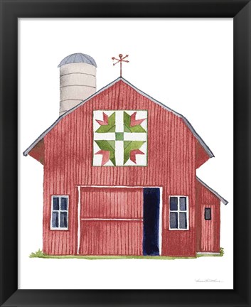 Framed Life on the Farm Barn Element I Dark Red Print