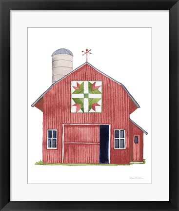 Framed Life on the Farm Barn Element I Dark Red Print