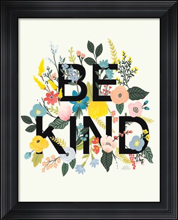 Framed Wild Garden I Be Kind Cream Print