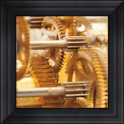 Framed Gilded Gears I Print