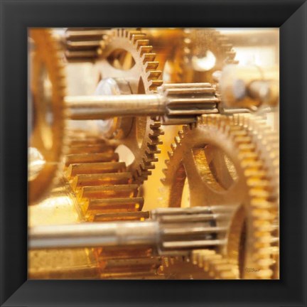 Framed Gilded Gears I Print