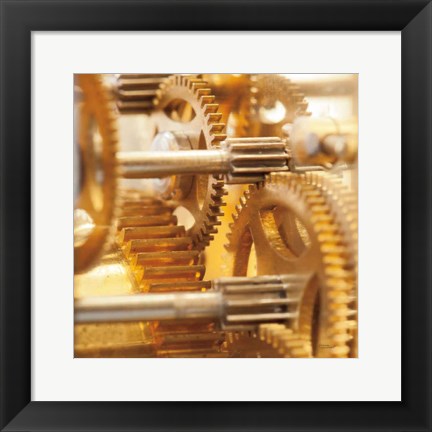 Framed Gilded Gears I Print