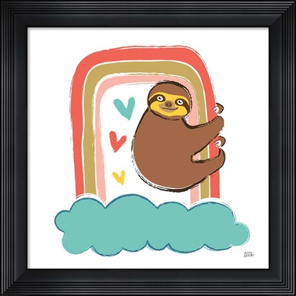 Framed Colorful Sloth I Print