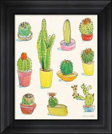Framed Cacti Garden I Print