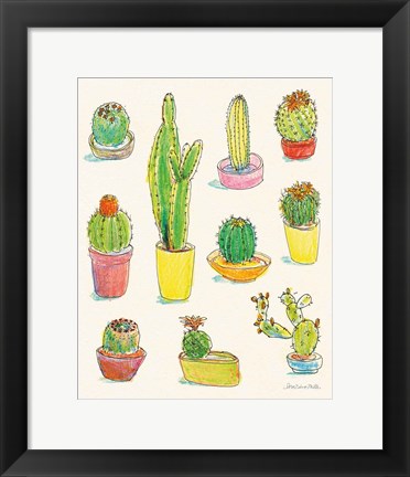 Framed Cacti Garden I Print