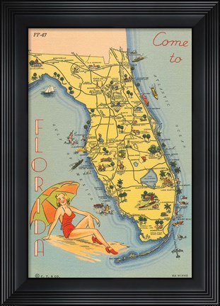 Framed Florida Postcard VI Print
