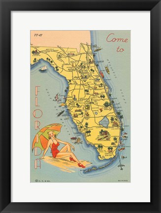 Framed Florida Postcard VI Print