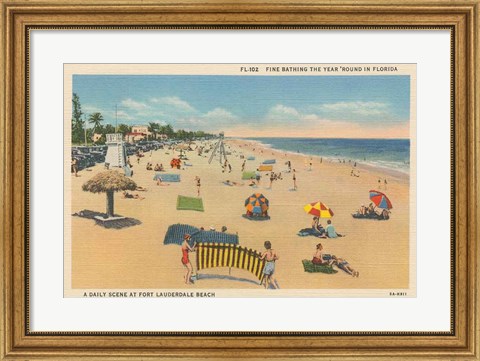 Framed Beach Postcard I Print