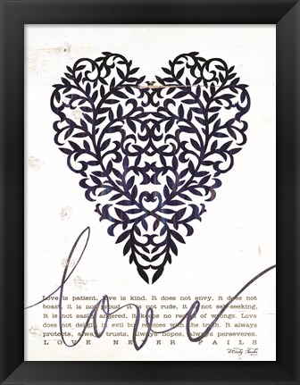 Framed Love Never Fails in Navy Print