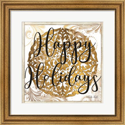 Framed Happy Holidays Mandala II Print