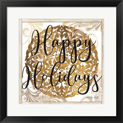 Framed Happy Holidays Mandala II Print