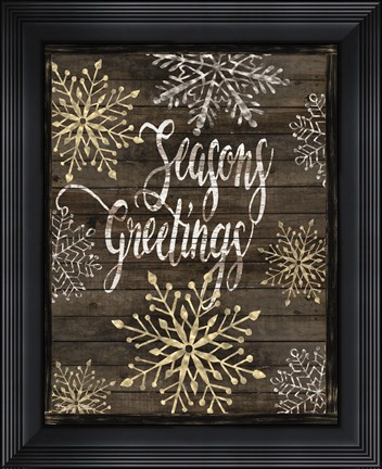 Framed Snowflake Seasons Greetings Print