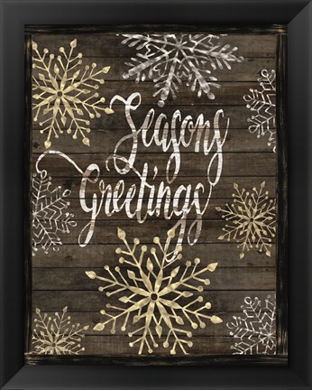 Framed Snowflake Seasons Greetings Print