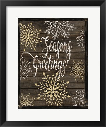 Framed Snowflake Seasons Greetings Print