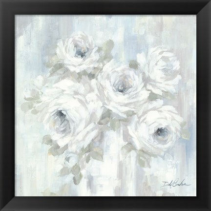 Framed White Roses Print