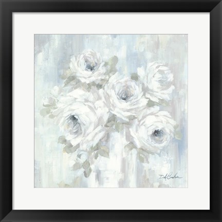 Framed White Roses Print