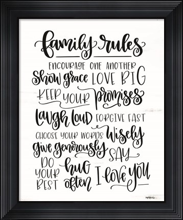 Framed Family Rules Print