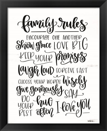Framed Family Rules Print