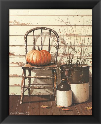 Framed Pumpkin &amp; Chair Print