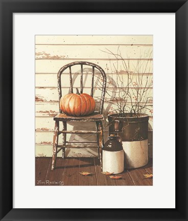 Framed Pumpkin &amp; Chair Print