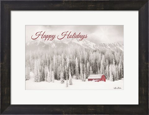 Framed Rocky Mountains Snow Storm with Barn Print