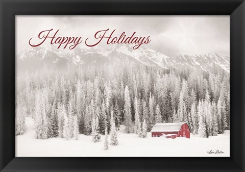 Framed Rocky Mountains Snow Storm with Barn Print