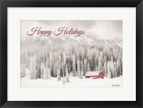 Framed Rocky Mountains Snow Storm with Barn Print