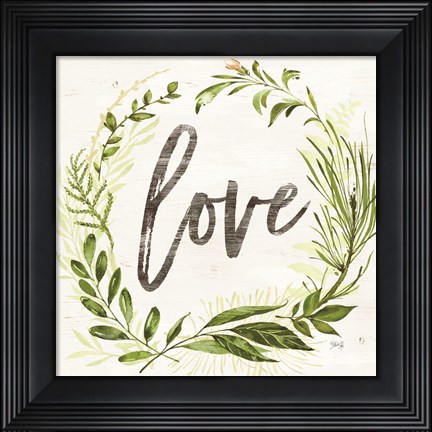 Framed Love Greenery Wreath Print