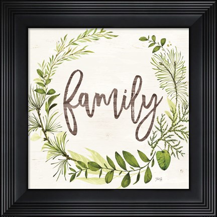 Framed Family Greenery Wreath Print