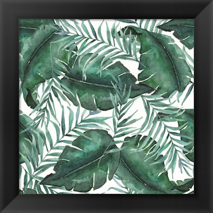 Framed Monstea Leaves Pattern Print