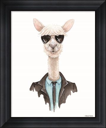 Framed Alpaca in Aviators Print