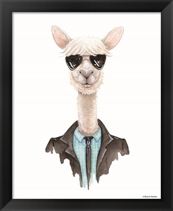 Framed Alpaca in Aviators Print