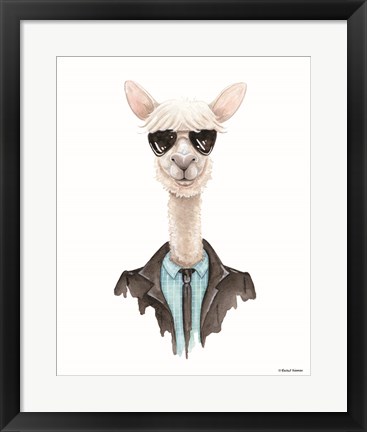 Framed Alpaca in Aviators Print