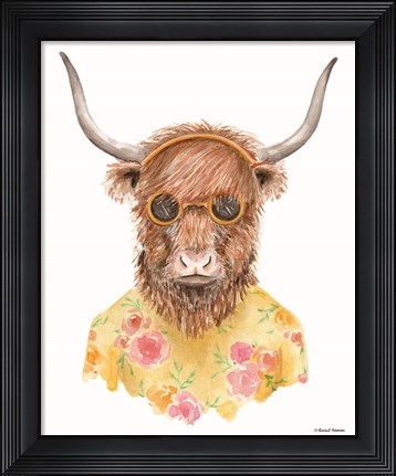 Framed Yak in Yellow Print