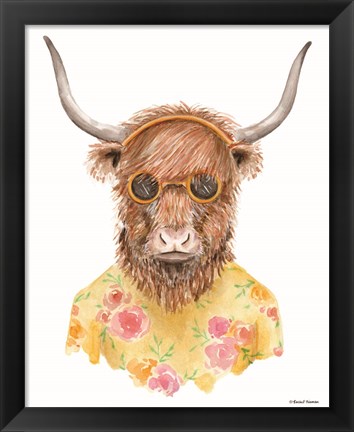 Framed Yak in Yellow Print