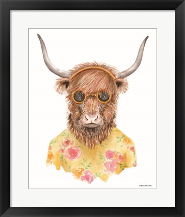 Framed Yak in Yellow Print