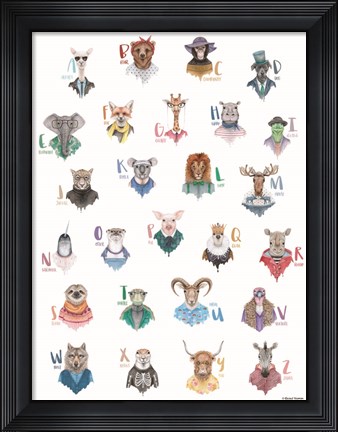 Framed Animal Alphabet Poster Print
