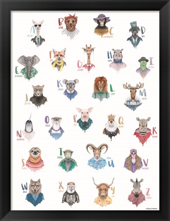 Framed Animal Alphabet Poster Print