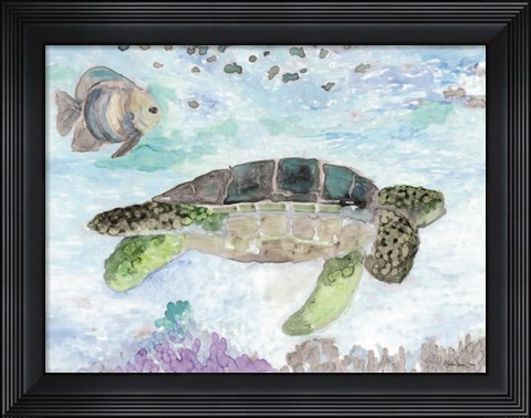 Framed Swimming Sea Turtle Print