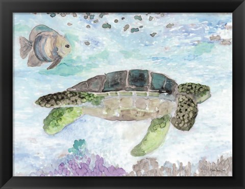 Framed Swimming Sea Turtle Print