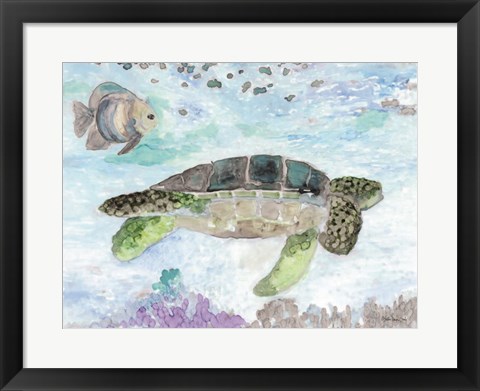 Framed Swimming Sea Turtle Print